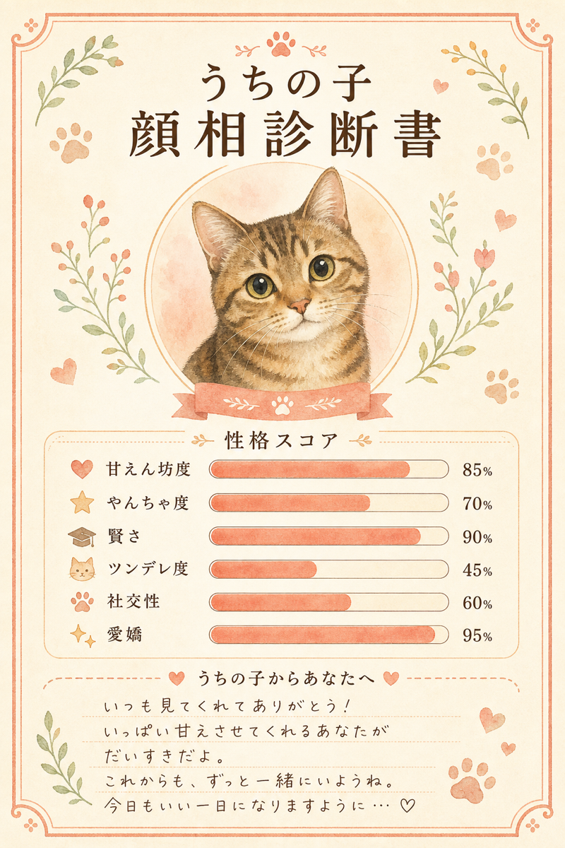 うちの子顔相診断 サンプル診断書